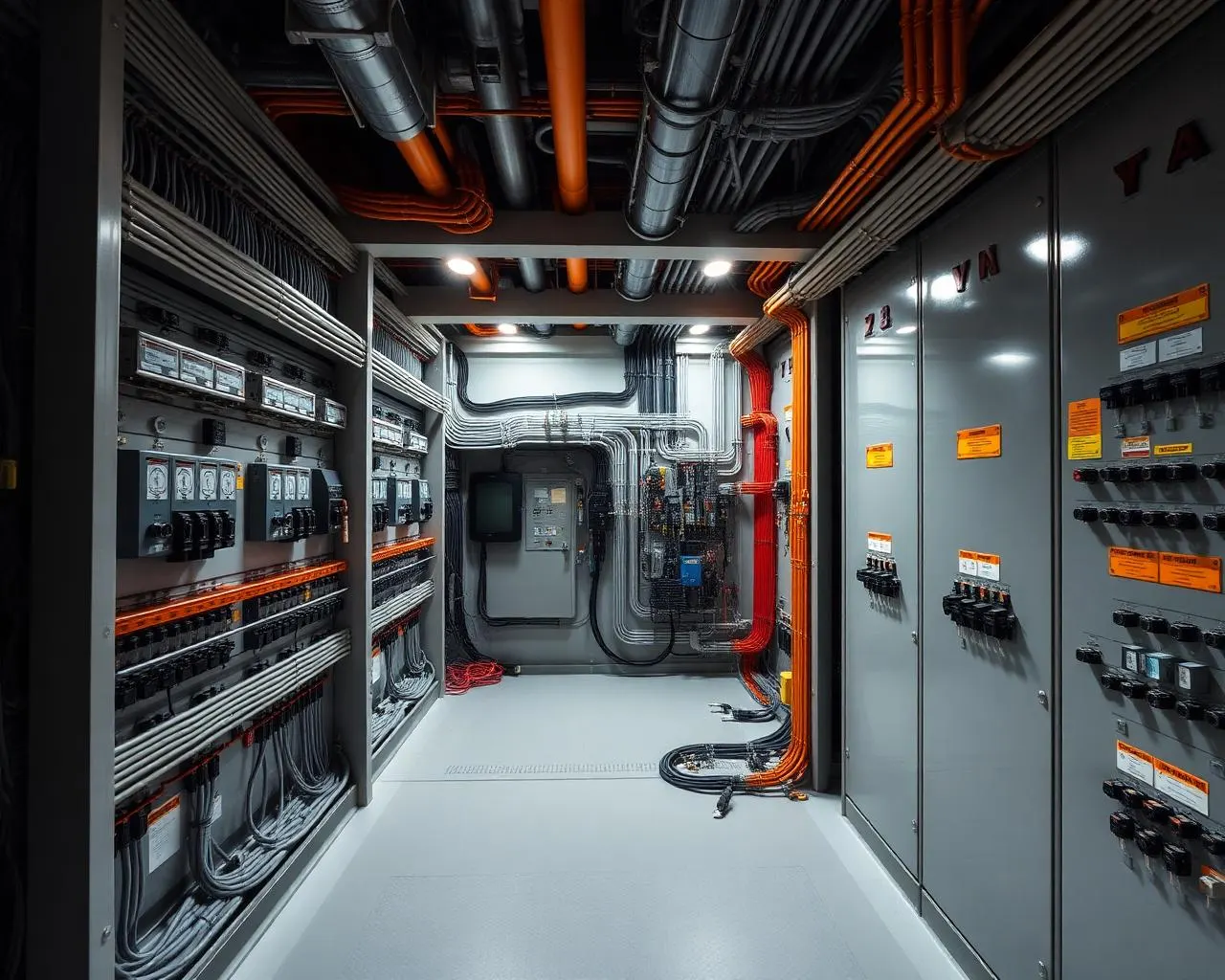 Industrial control panel with organised tray work, SWA cabling and trunking